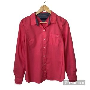 Tommy Hilfiger Pink Poplin Shirt Women’s Size Small Career Office Casual Preppy